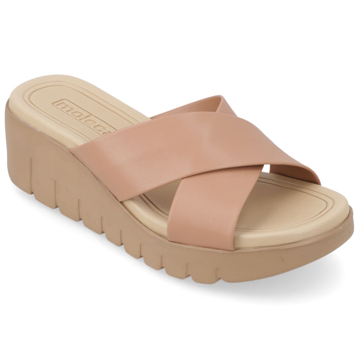 MOLECA - Sandalia Taco Cuña Moleca Beige
