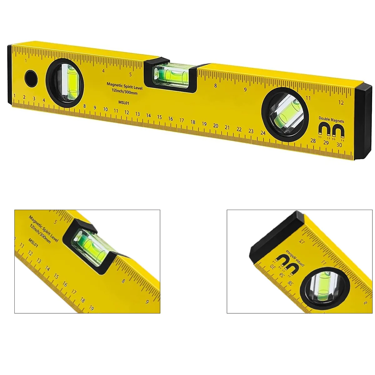 GENERICO - Nivel de Mano 30cm Iman 3 Burbujas Magnetico