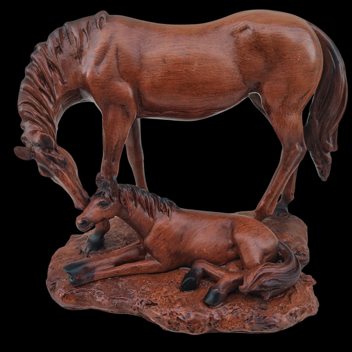 GENERICO - Figuras Caballos Yegua Y Potrillo Resina Adorno Decoracion casa