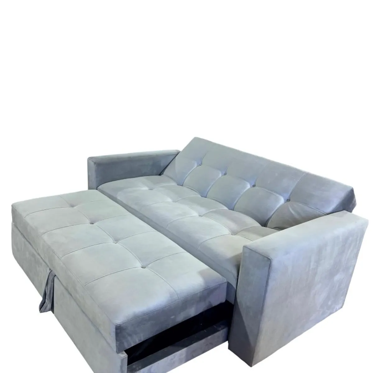 MUEBLES NEW - SOFA CAMA NOVUS TRES POSICIONES GRIS FELPA