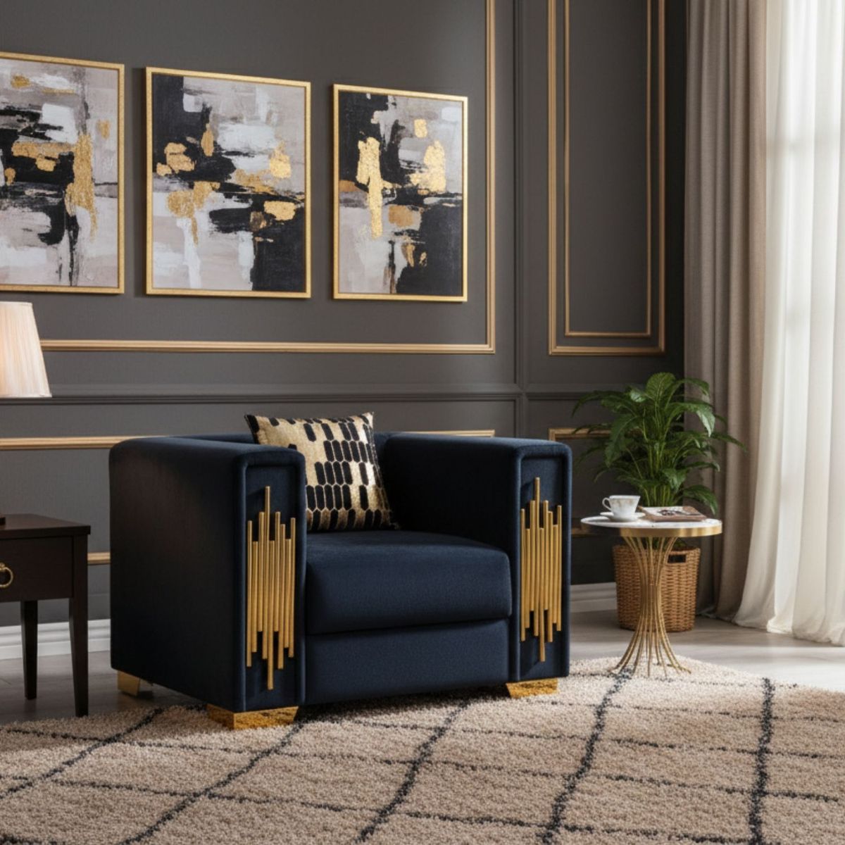 DANIELS - Sillón Elegante 1 Cuerpo Moderno Negro Spencer SF2003CH