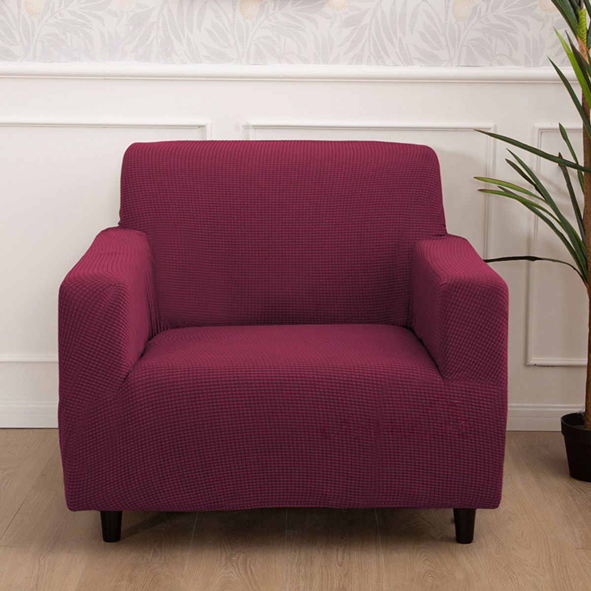 GENERICO - Funda Cubre Sofá Protectora Premium Cuadrille 1 Cuerpos Bordó