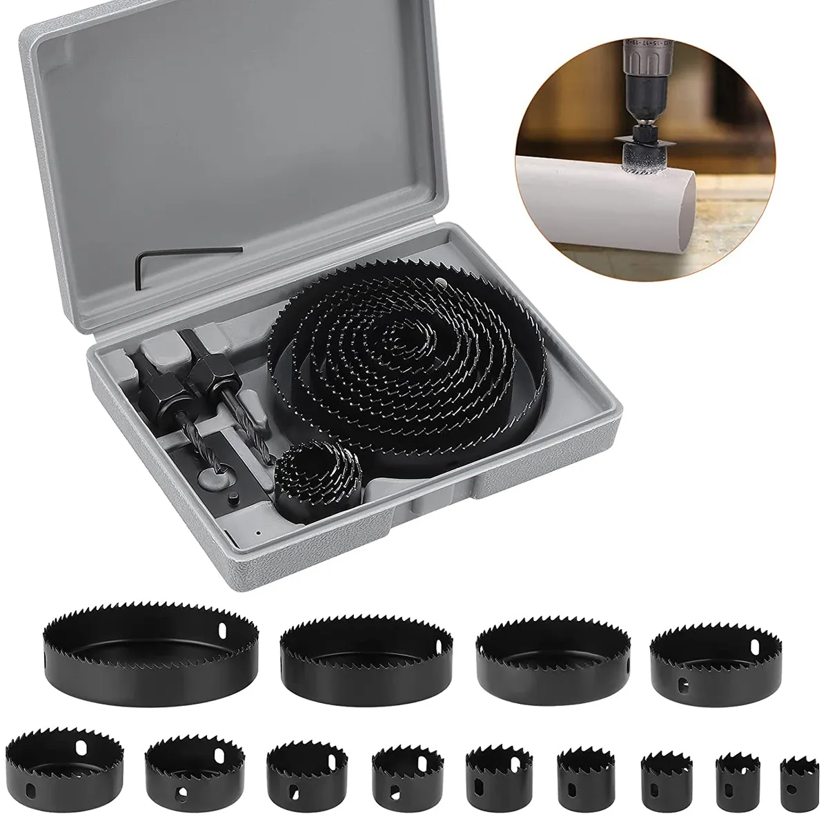 GENERICO - Juego de Sierra Copa Madera Medidas de 19mm a 127mm Broca