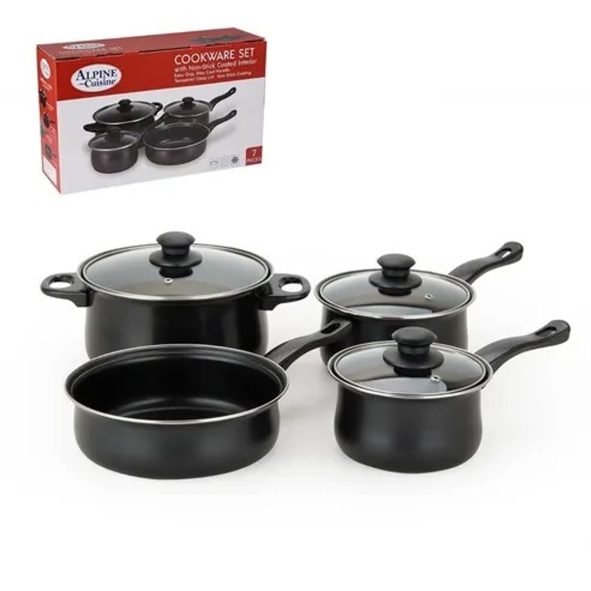 GENERICO - Juego Batería Ollas 7 Piezas Antiadherente