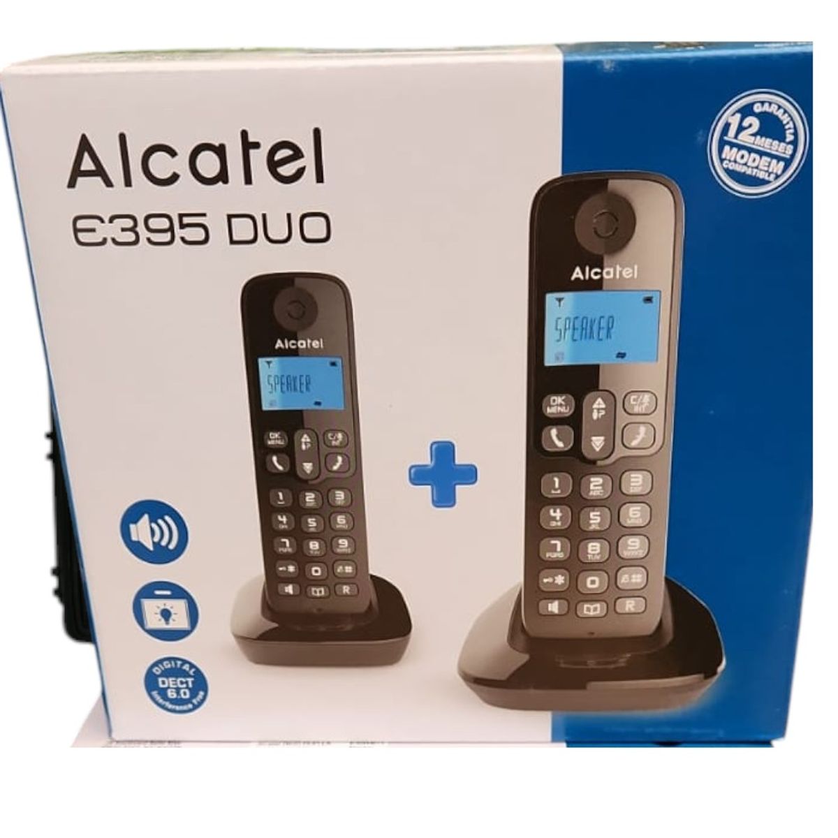 ALCATEL - Teléfono Alcatel E395 Duo- 2 Auriculares Inalambricos - Negro