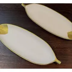 TODOHOGAR SANTIAGO DE CHILE - Set de 2 bandejas diseño hojas - Blancas