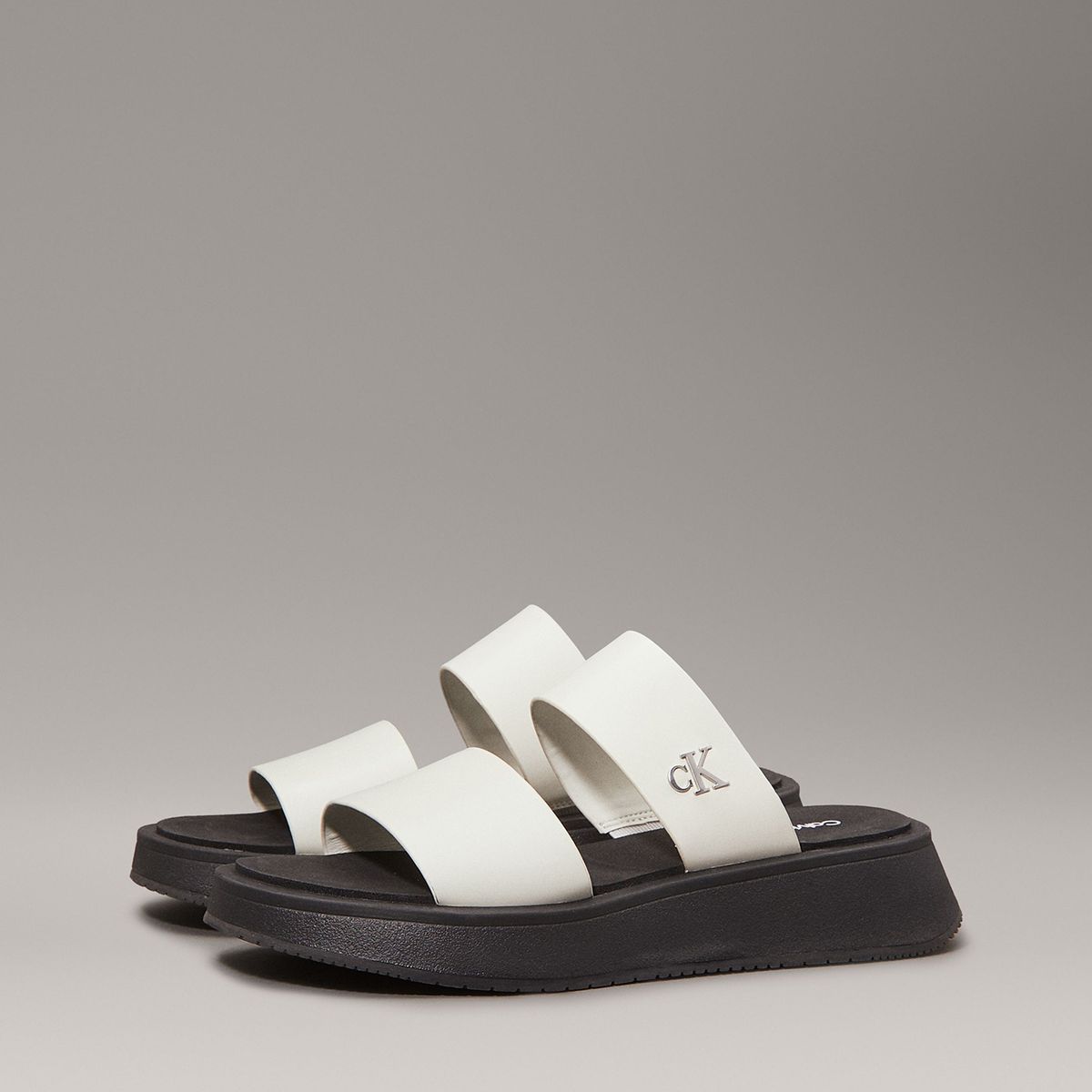 CALVIN KLEIN - Sandalias de Cuero Double Strap Negro Calvin Klein