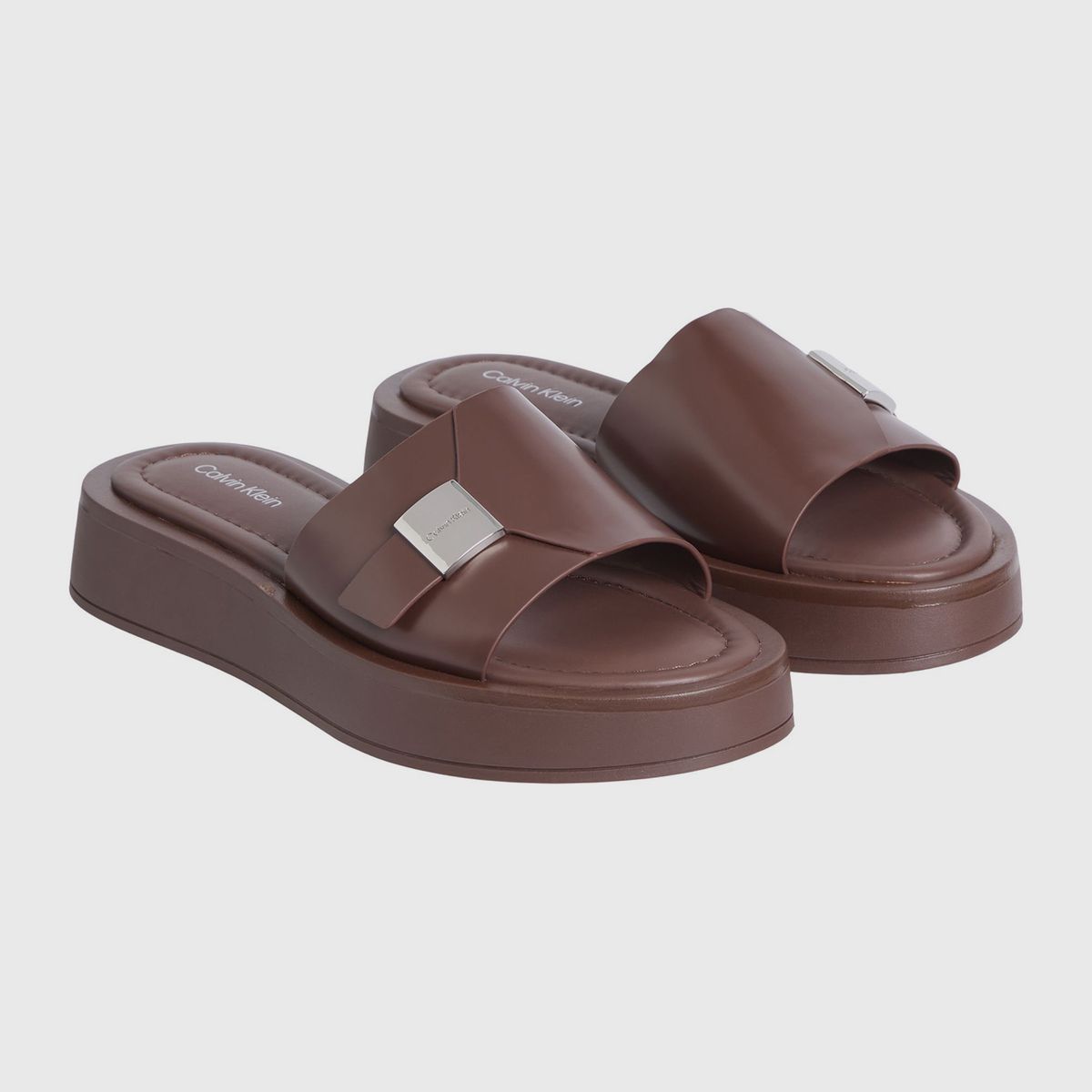 CALVIN KLEIN - Sandalias de Cuero Flatform Cafe Calvin Klein