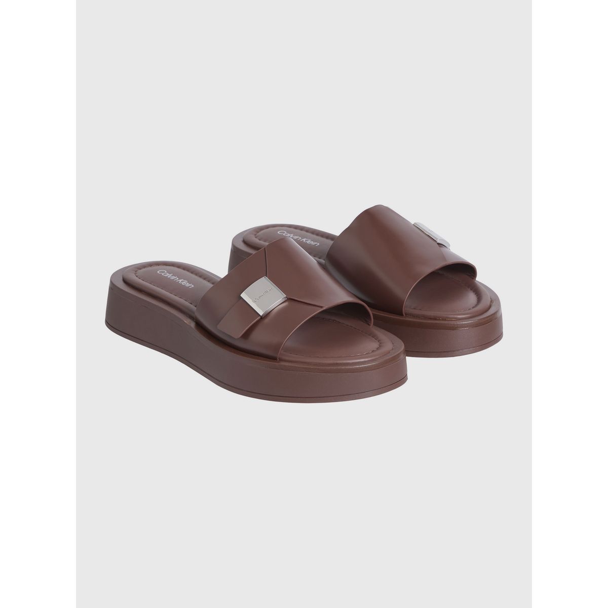 CALVIN KLEIN - Sandalias de Cuero Flatform Cafe Calvin Klein
