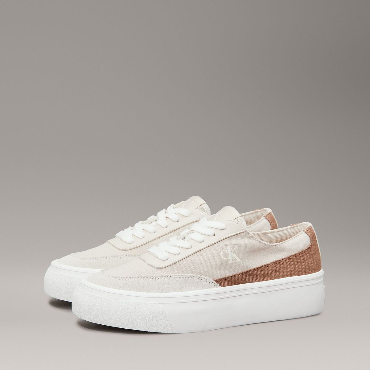 CALVIN KLEIN - Zapatillas de Lona Flatform Beige Calvin Klein