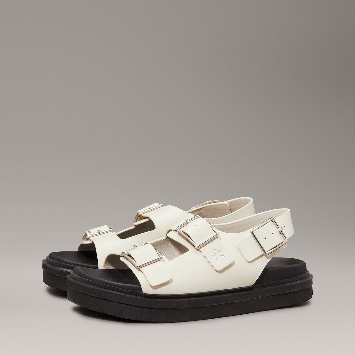 CALVIN KLEIN - Sandalias de Cuero con Hebilla Beige Calvin Klein