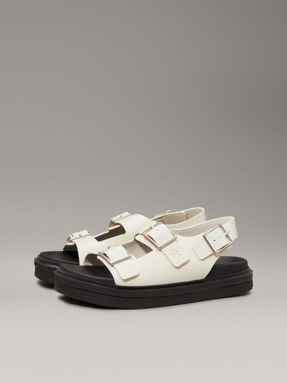 Sandalias de Cuero con Hebilla Beige