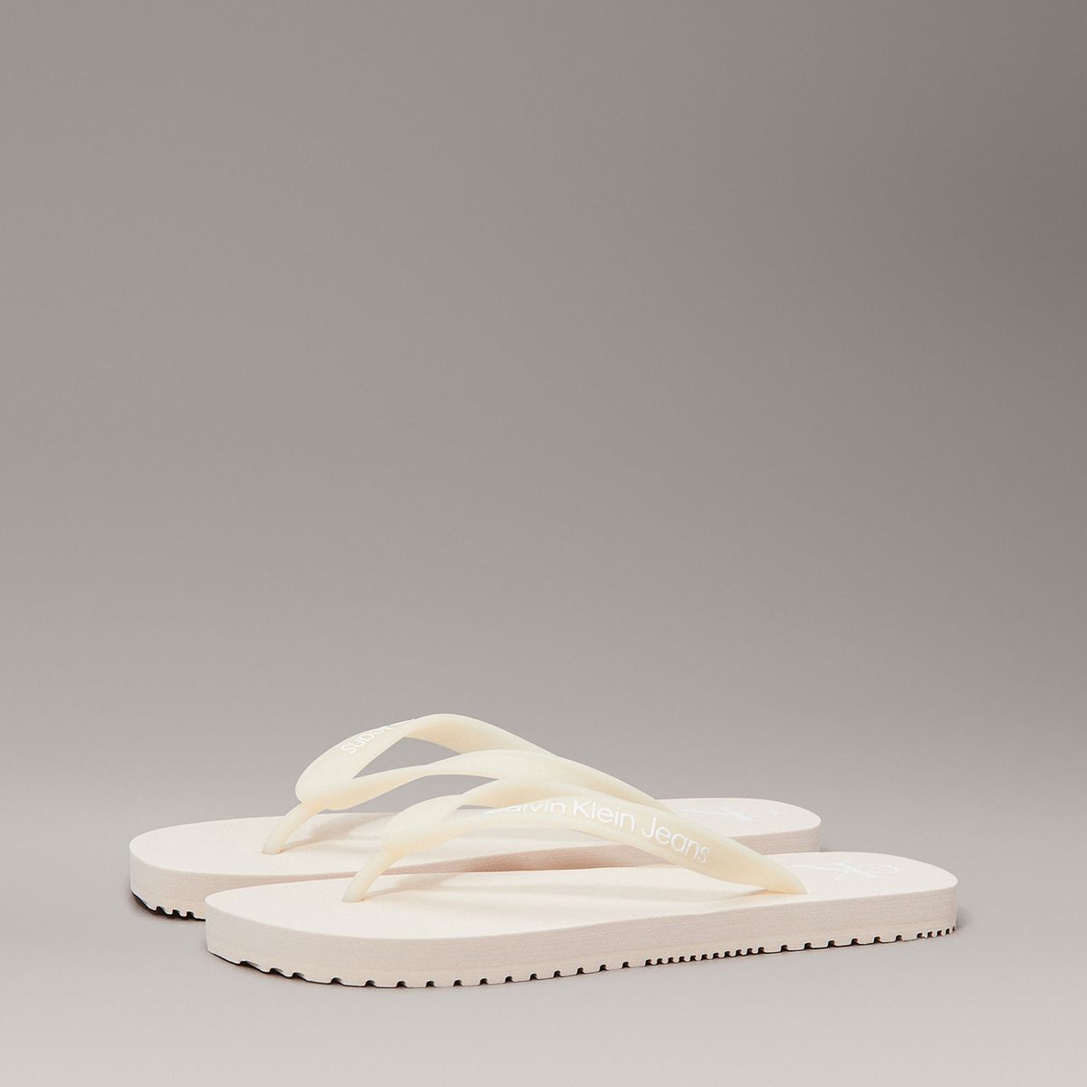 CALVIN KLEIN - Sandalias Transparente con Logo Beige Calvin Klein