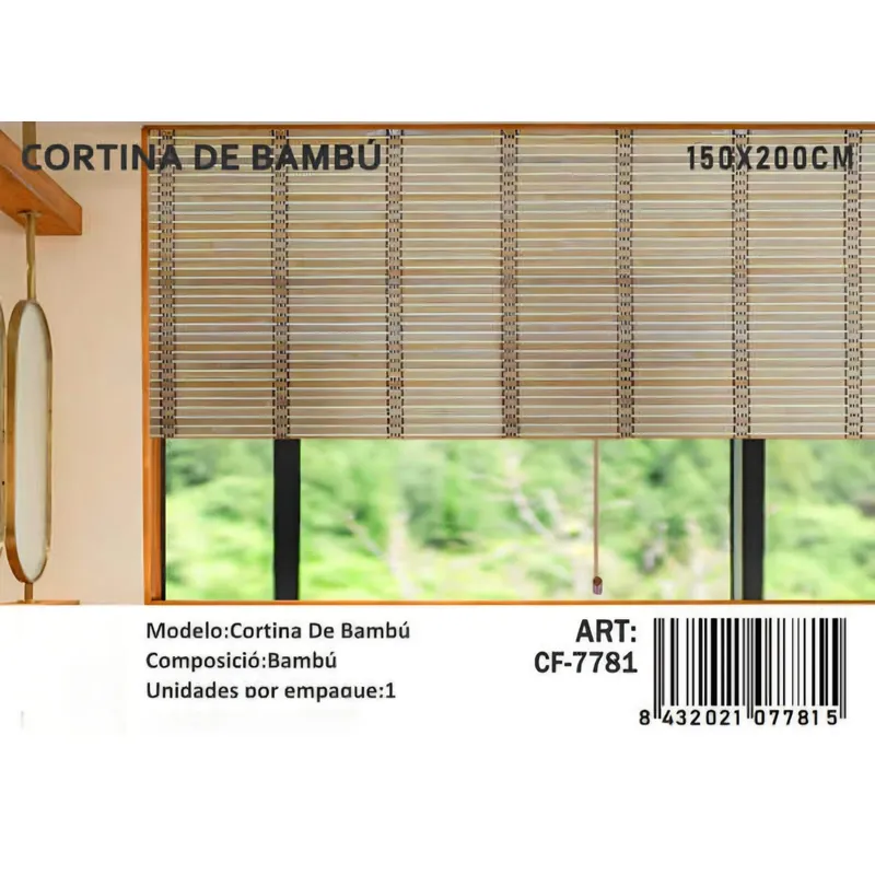 GENERICO - Cortina de Bambú Enrollable 150x200 cm  Persiana Roller Cafe