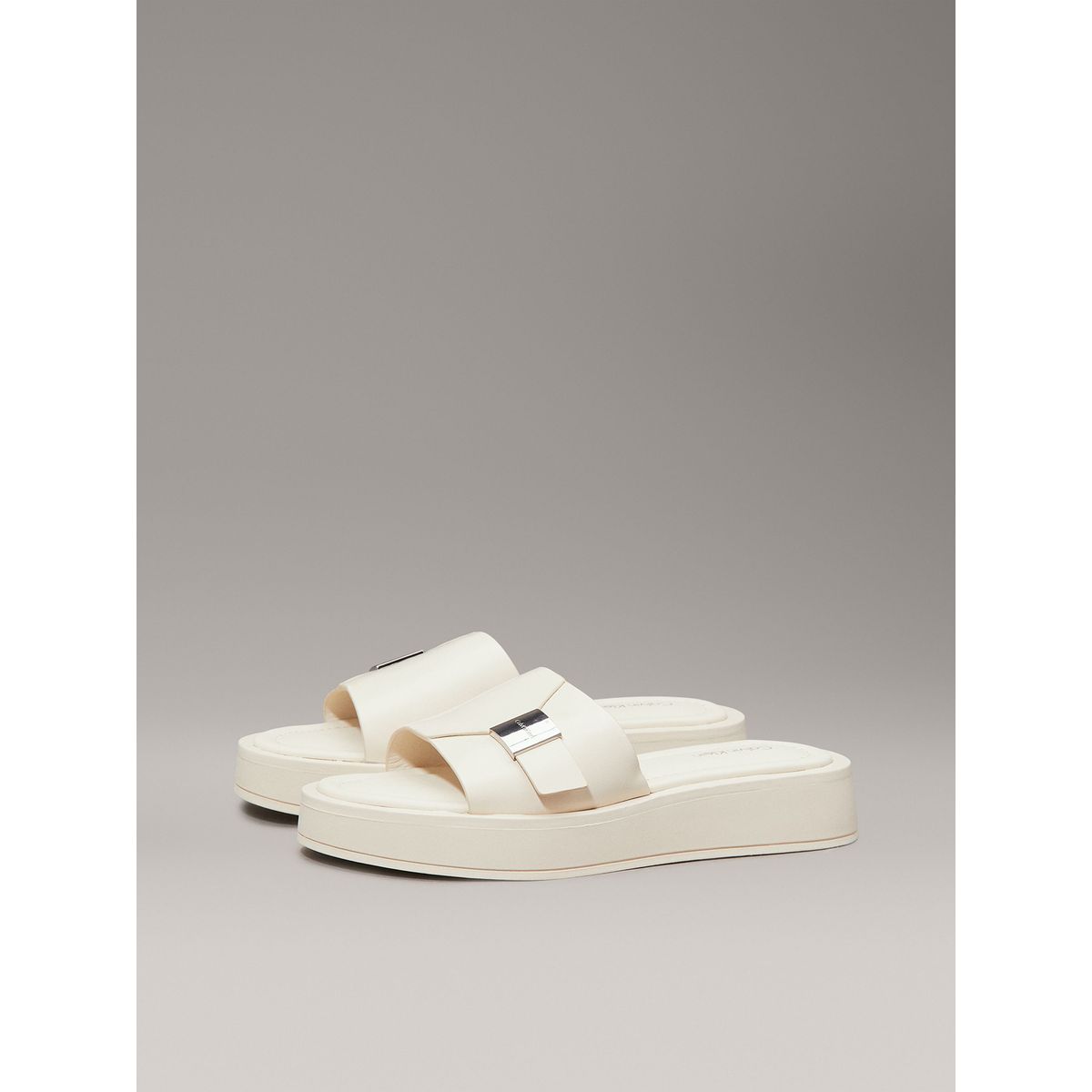 CALVIN KLEIN - Sandalias de Cuero Flatform Beige Calvin Klein