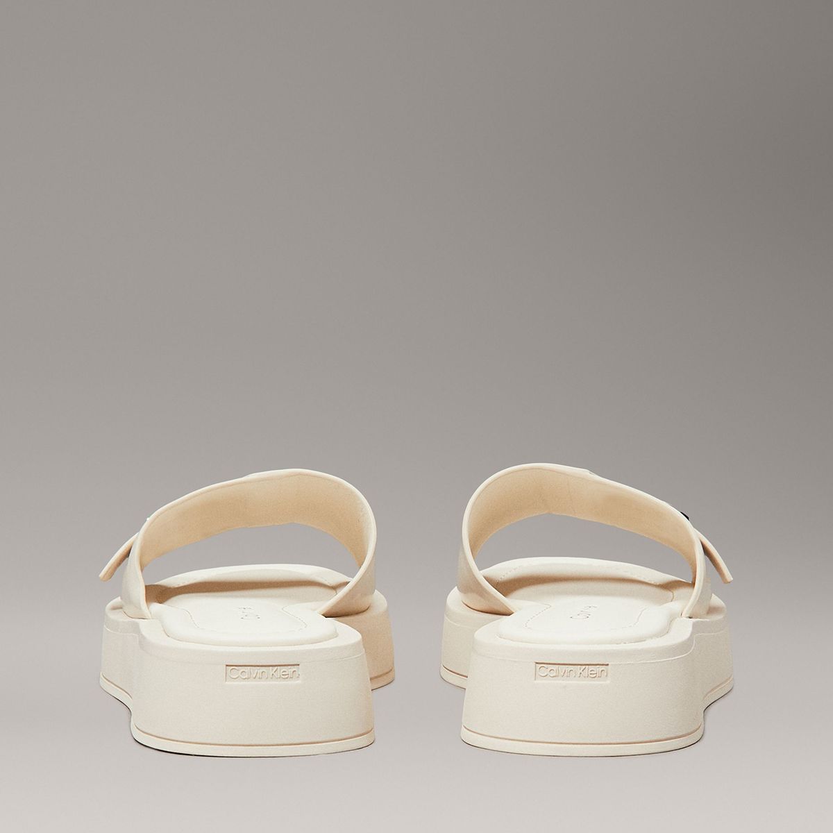 CALVIN KLEIN - Sandalias de Cuero Flatform Beige Calvin Klein