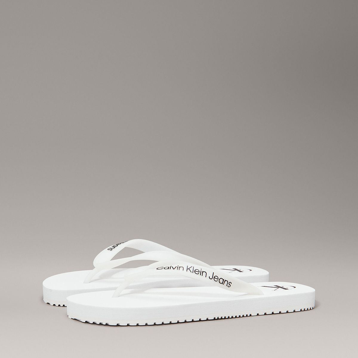 CALVIN KLEIN - Sandalias Transparente con Logo Blanco Calvin Klein