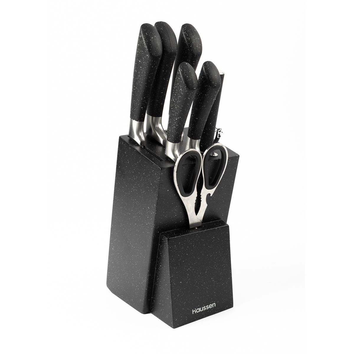 HAUSSEN - Taco Cuchillos Acero Con Tijera y Pelador Infini Set 8 Pcs - Negro