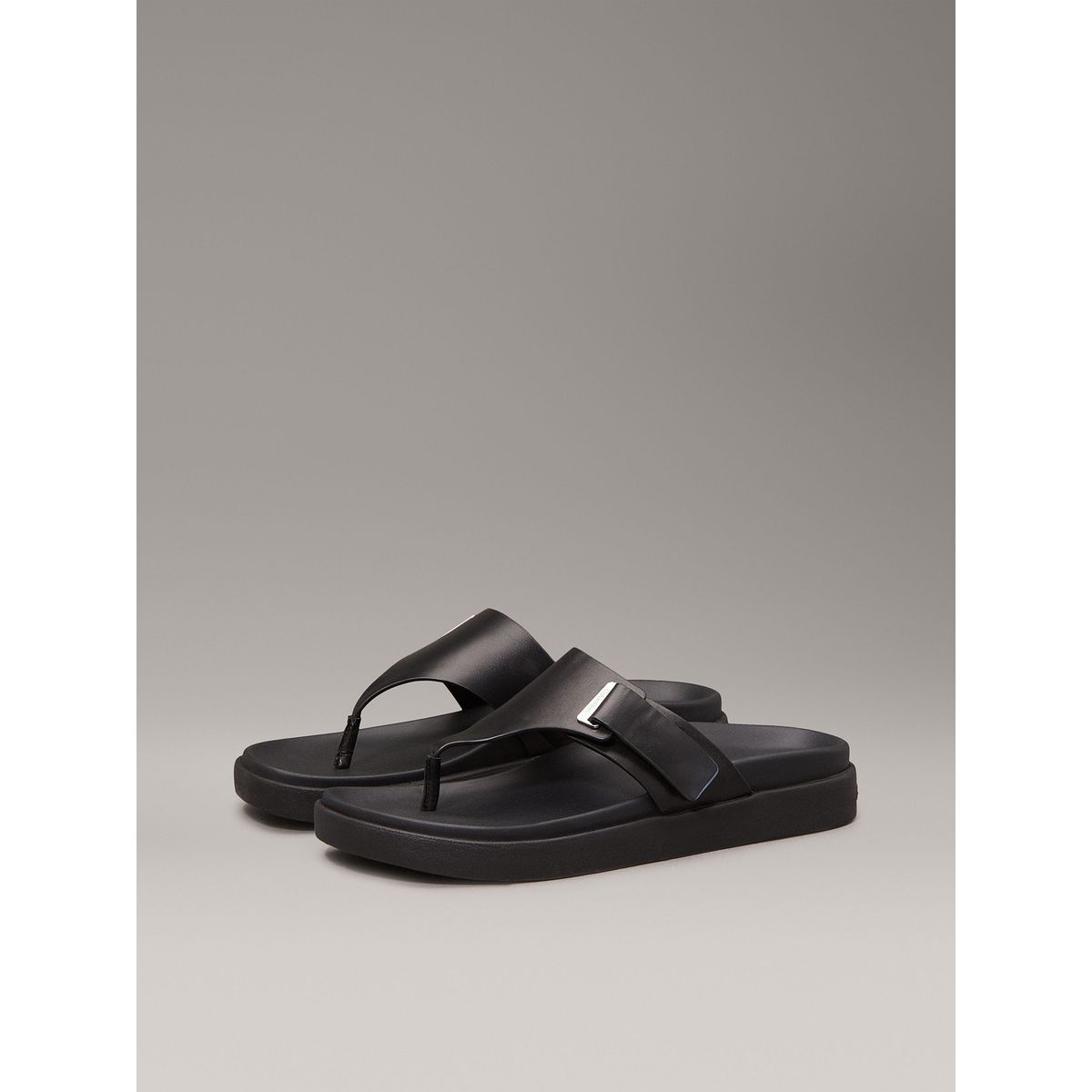 CALVIN KLEIN - Sandalias de Cuero Eyelet Negro Calvin Klein