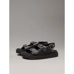 CALVIN KLEIN - Sandalias de Cuero con Hebilla Negro