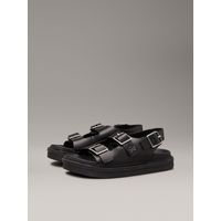 Sandalias de Cuero con Hebilla Negro