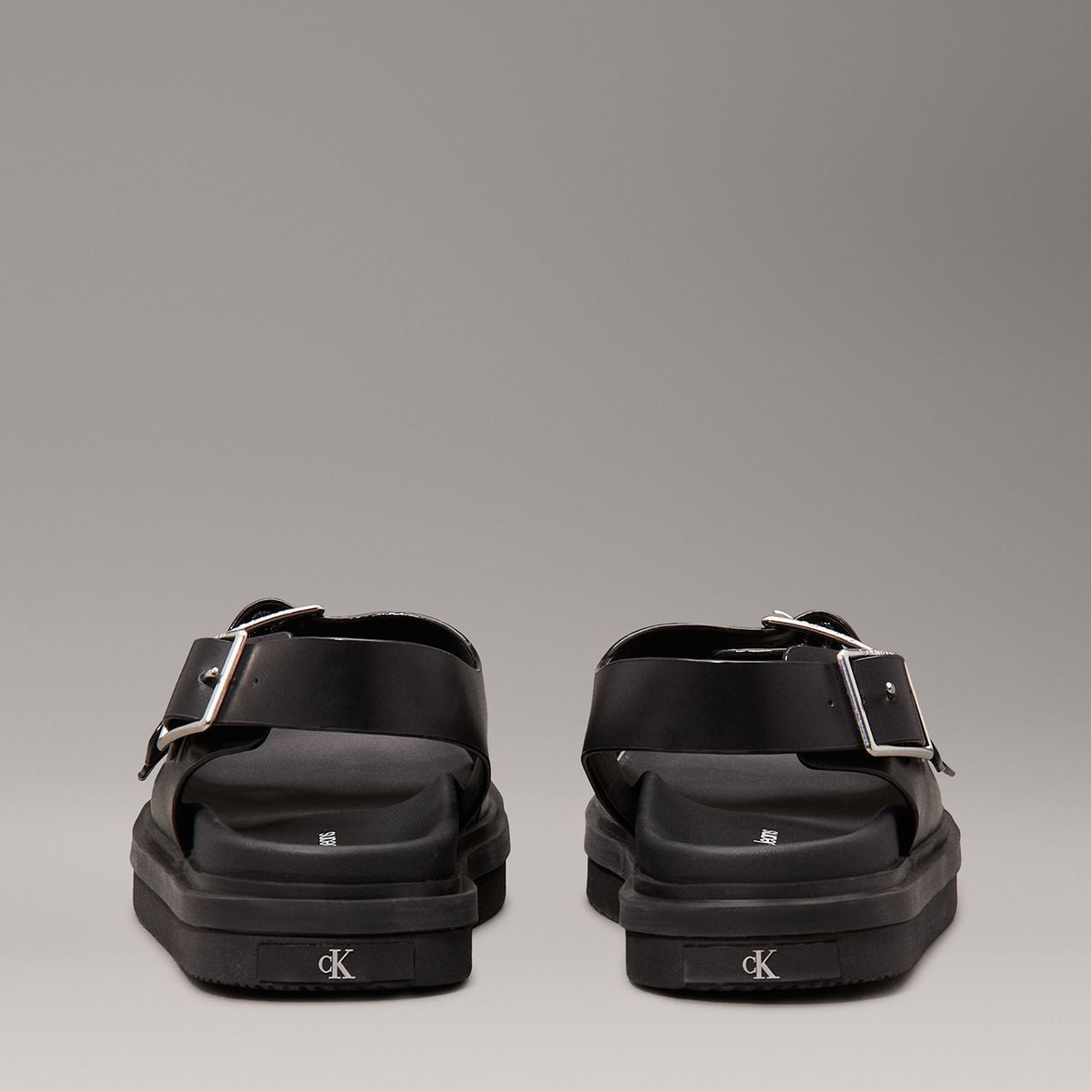 CALVIN KLEIN - Sandalias de Cuero con Hebilla Negro Calvin Klein