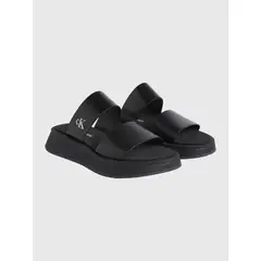 CALVIN KLEIN - Sandalias de Cuero Double Strap Negro
