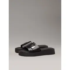 CALVIN KLEIN - Sandalias de Cuero Flatform Negro