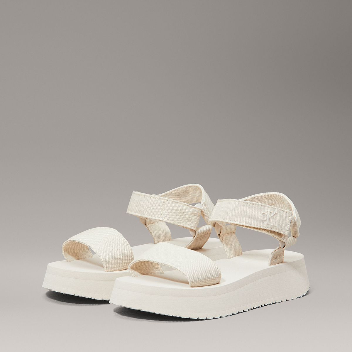 CALVIN KLEIN - Sandalias de Lona Velcro Webbing Beige Calvin Klein