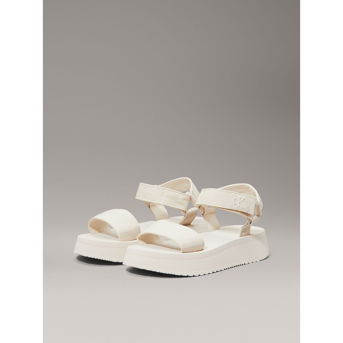 CALVIN KLEIN - Sandalias de Lona Velcro Webbing Beige Calvin Klein