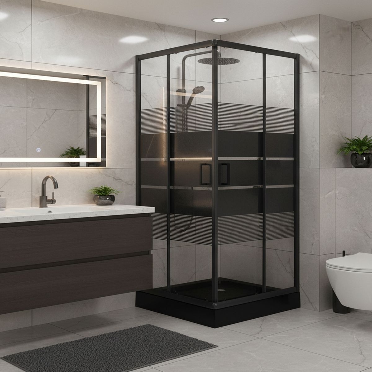 JOYTEK - Shower Recto Style Negro 90x90x198cm Incluye Receptáculo