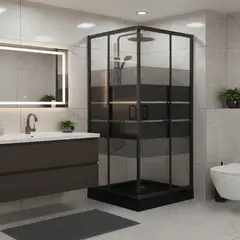JOYTEK - Shower Recto Style Negro 90x90x198cm Incluye Receptáculo