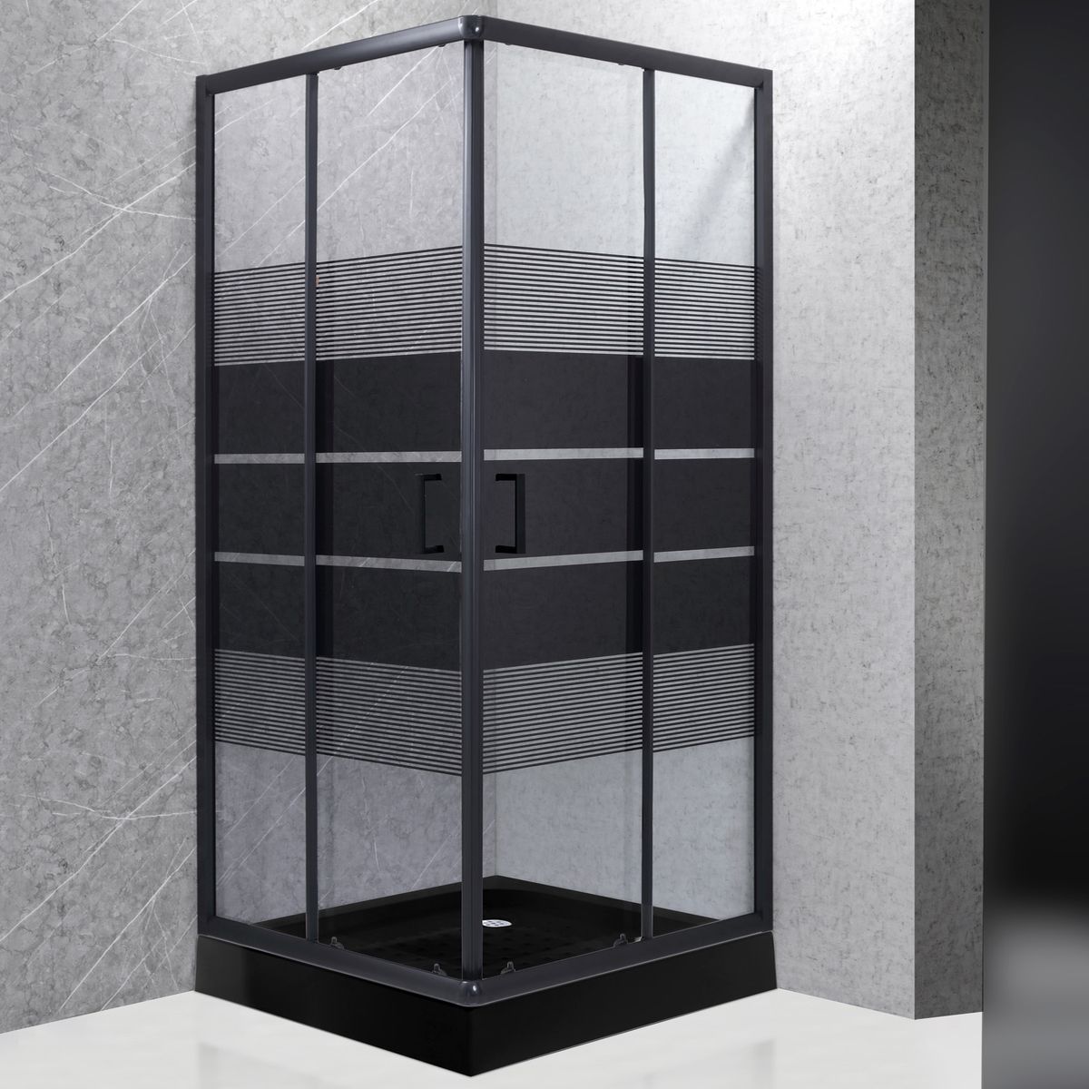 JOYTEK - Shower Recto Style Negro 90x90x198cm Incluye Receptáculo