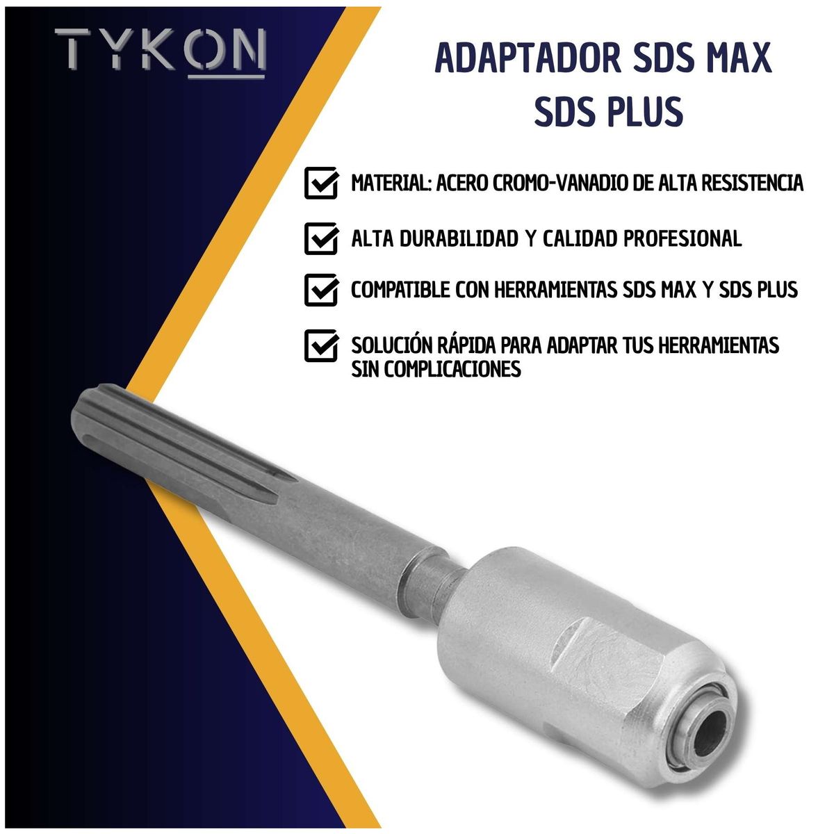 Adaptador SDS Max a SDS Plus Herramienta Convertidor de Mandril Taladro, marca TYKON - Foto 2