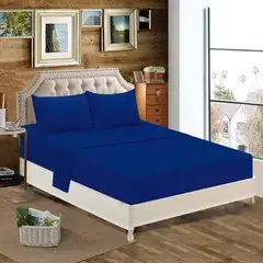 GENERICO - JUEGO DE SABANA 2 PLAZAS COLOR AZUL