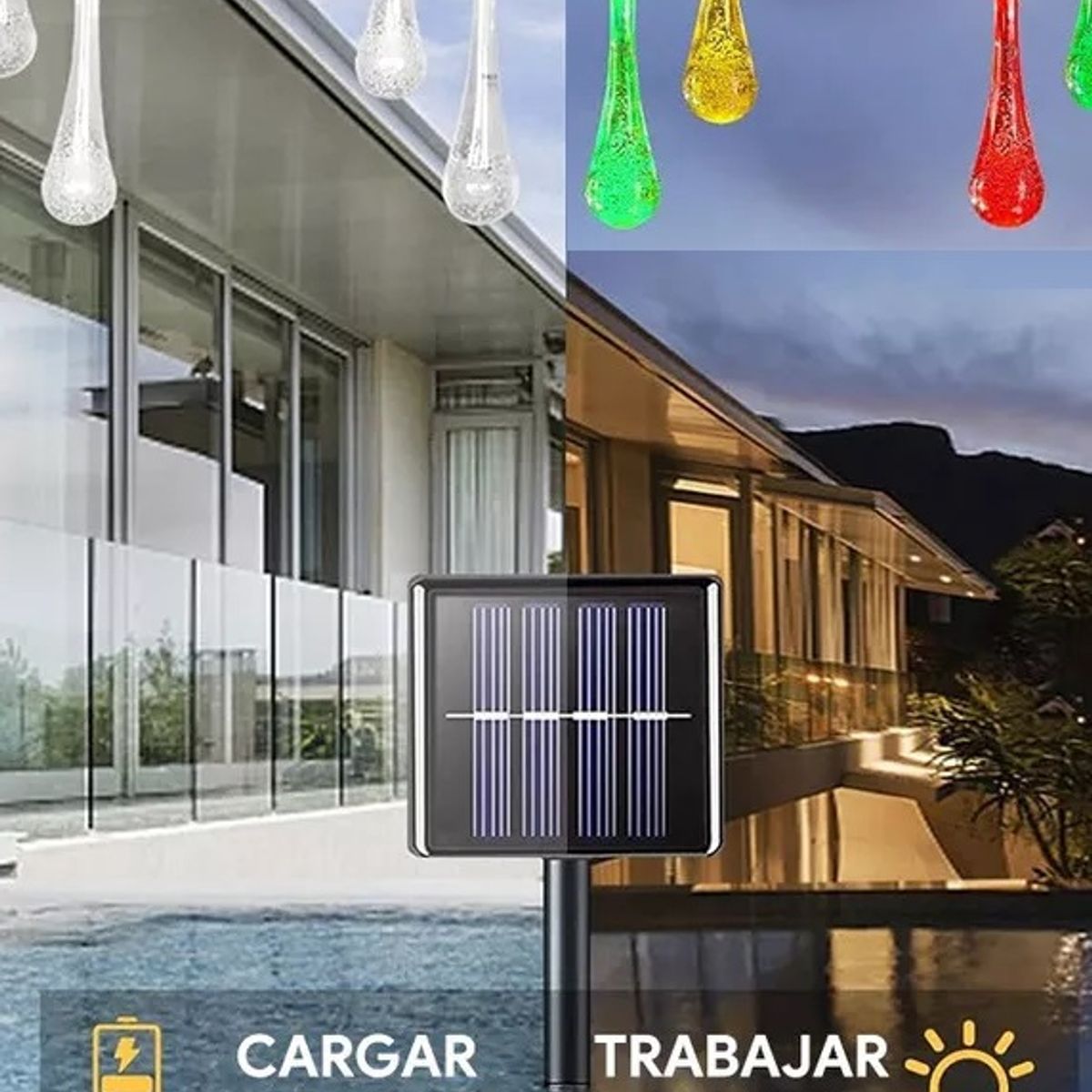 GENERICO - Luces Guirnalda Solar Exterior Luces Navidad Rgb 20led 5m