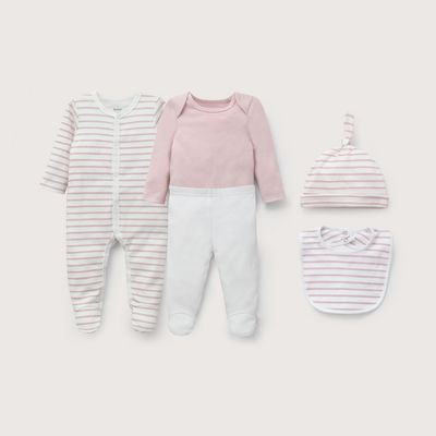 Imagen 2 del producto Conjunto 5 piezas rosado con lineas de bebé niña