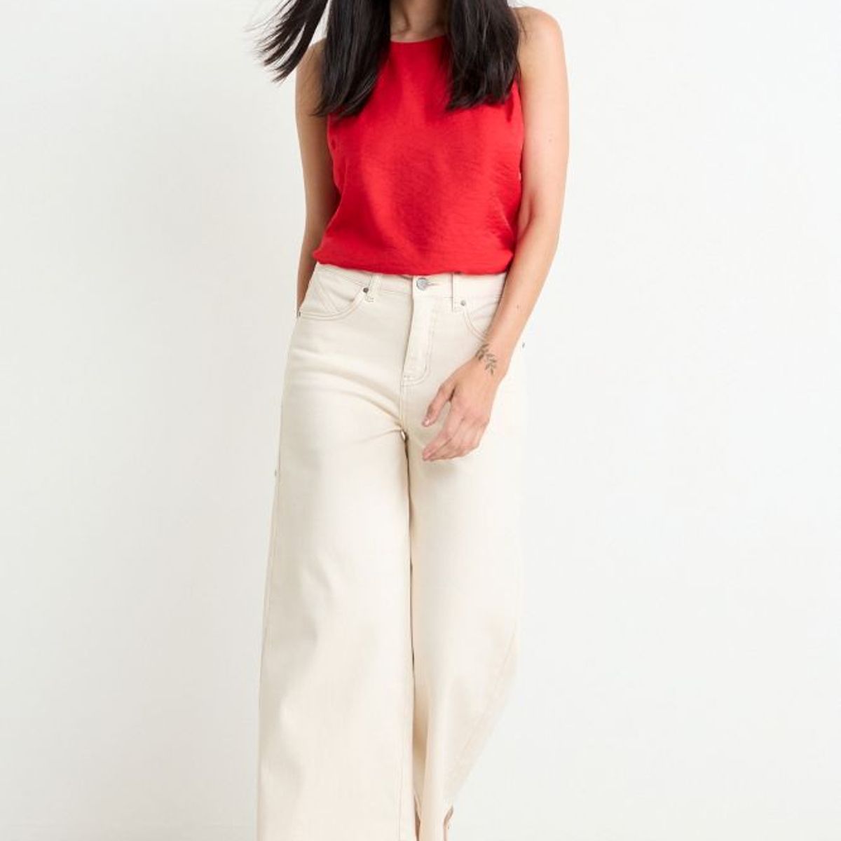 ASH - Wide Crop Jeans Mujer Crudo Ash