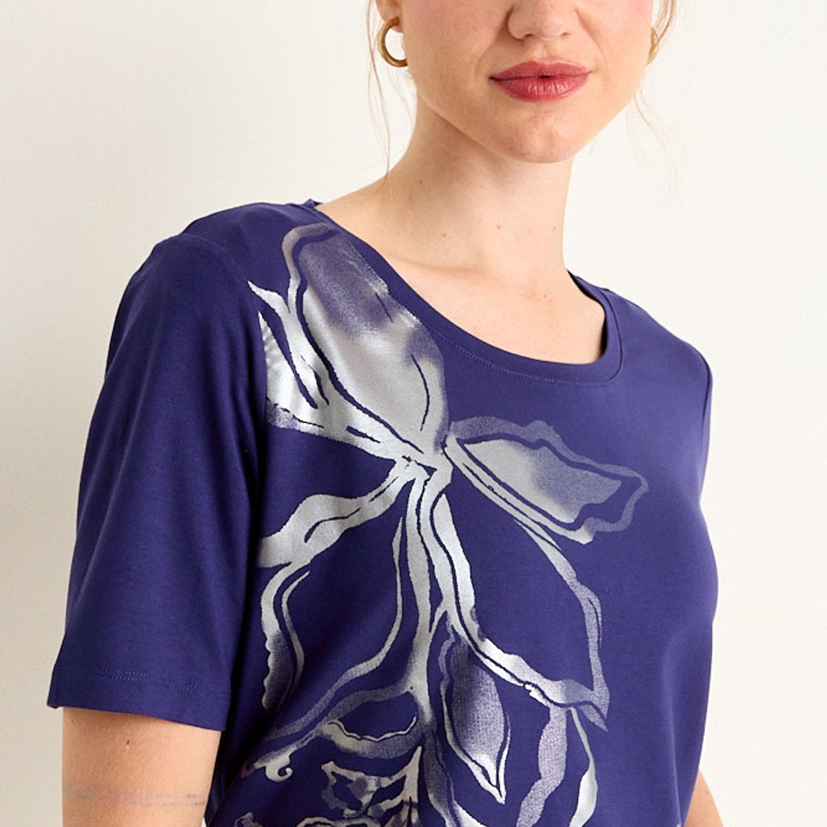 MA GRIFFE - Polera Estampada Mujer Azul Magriffe