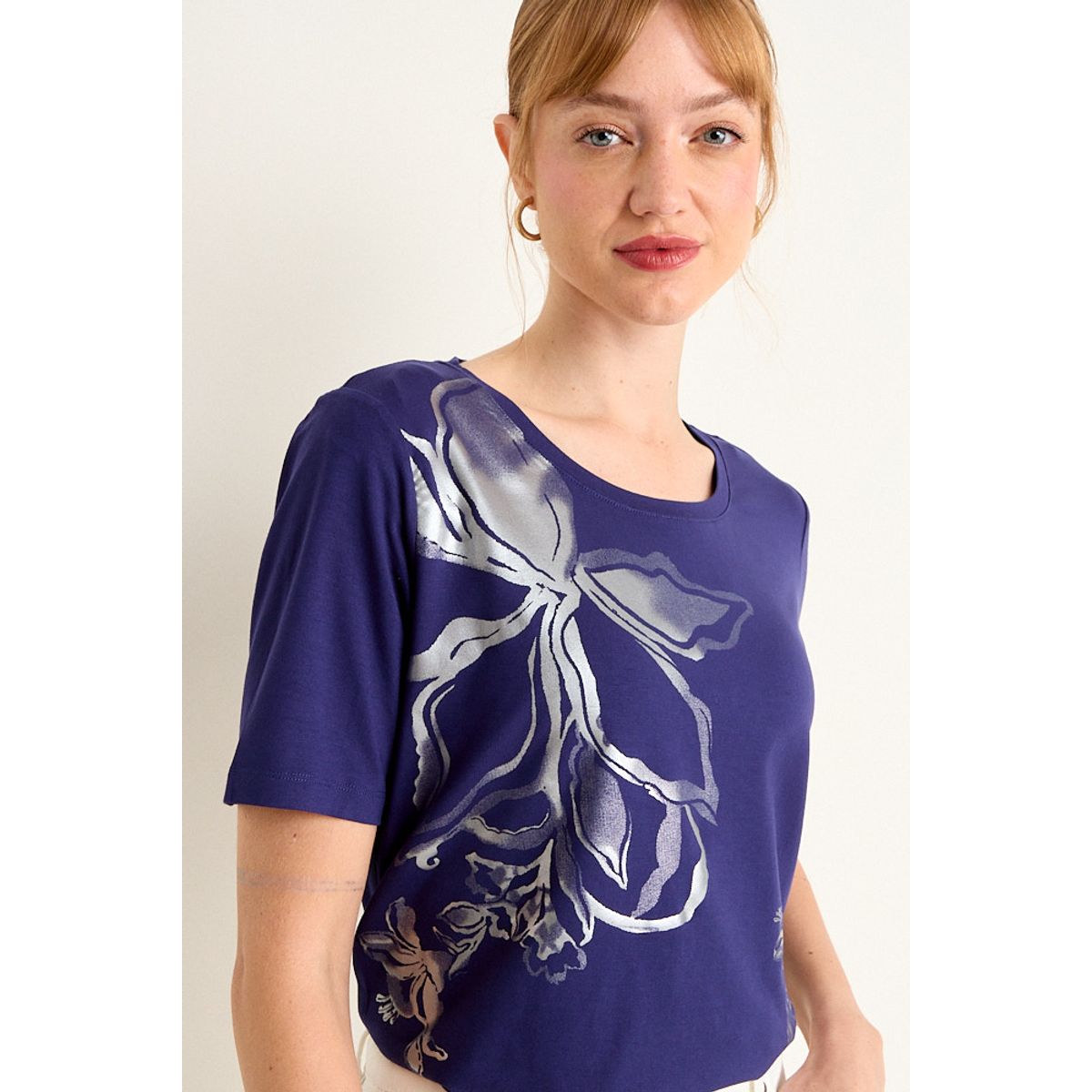 MA GRIFFE - Polera Estampada Mujer Azul Magriffe