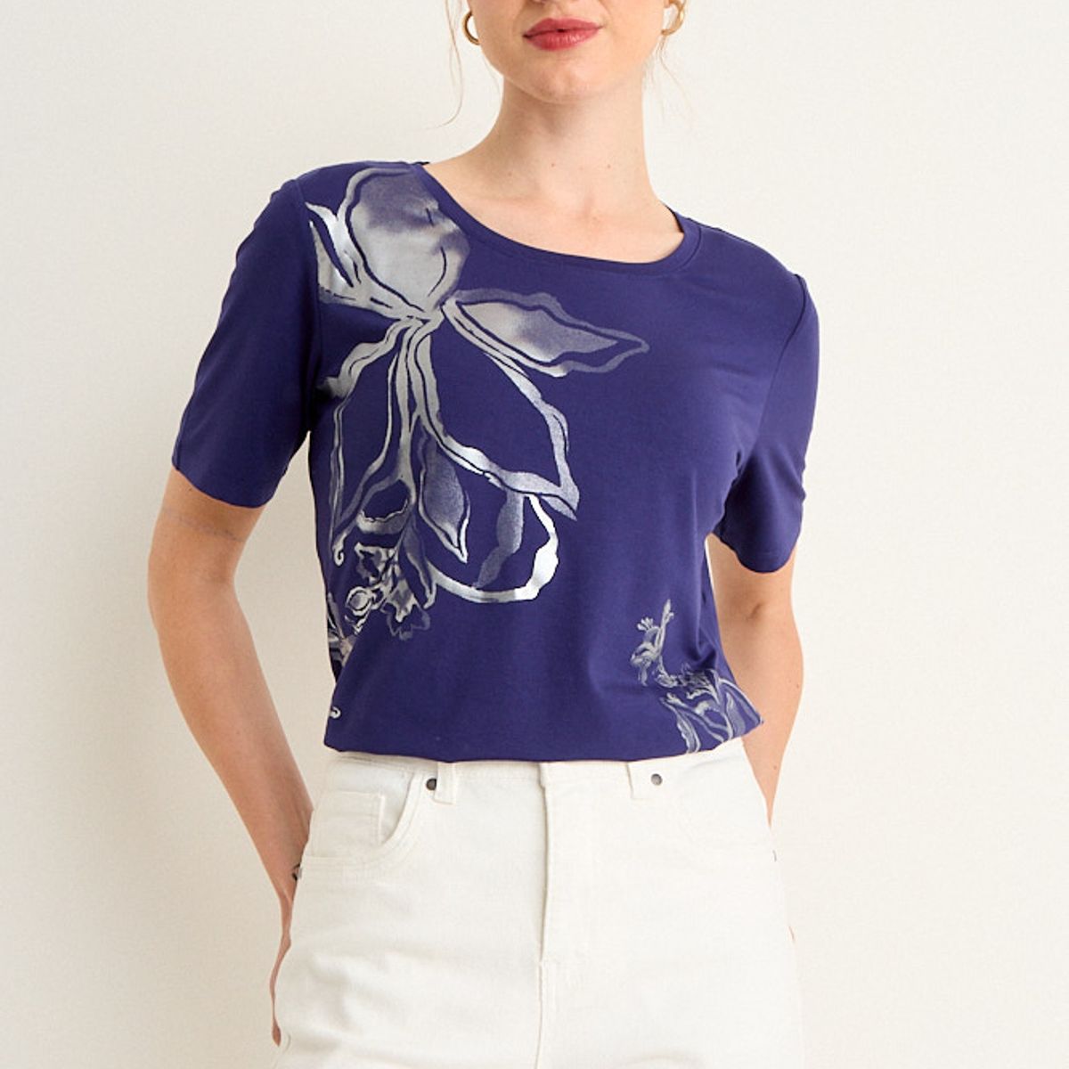 MA GRIFFE - Polera Estampada Mujer Azul Magriffe