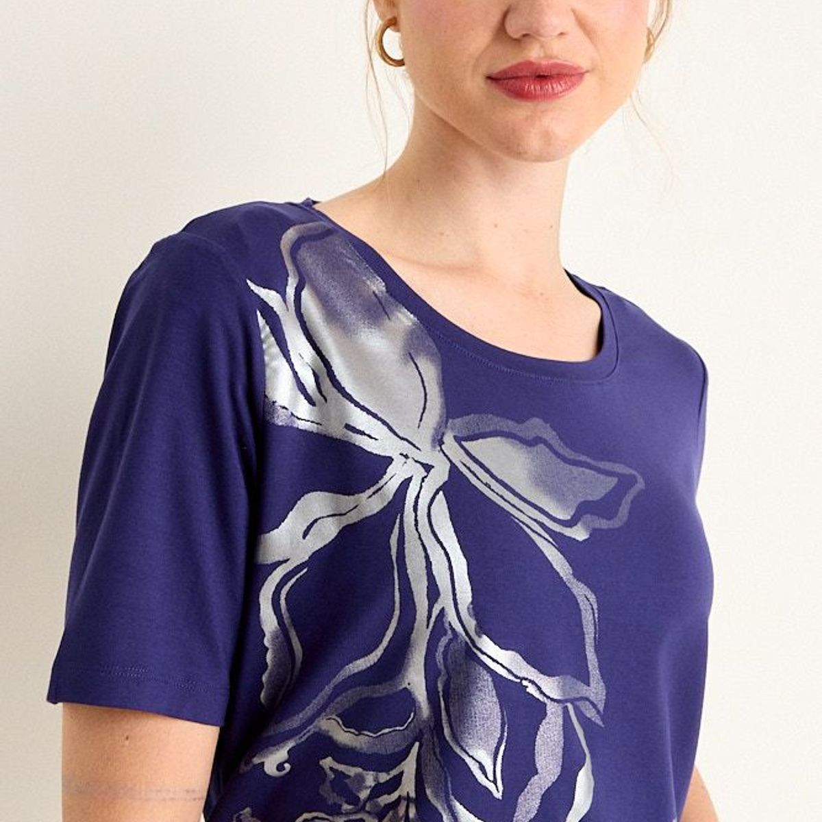 MA GRIFFE - Polera Estampada Mujer Azul Magriffe