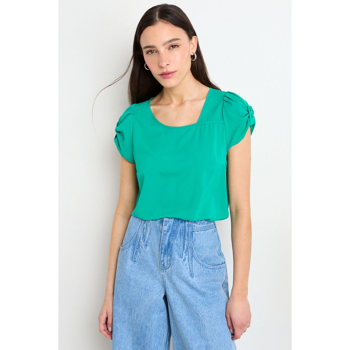 IO - Blusa Lisa Mujer Verde Oliva Io