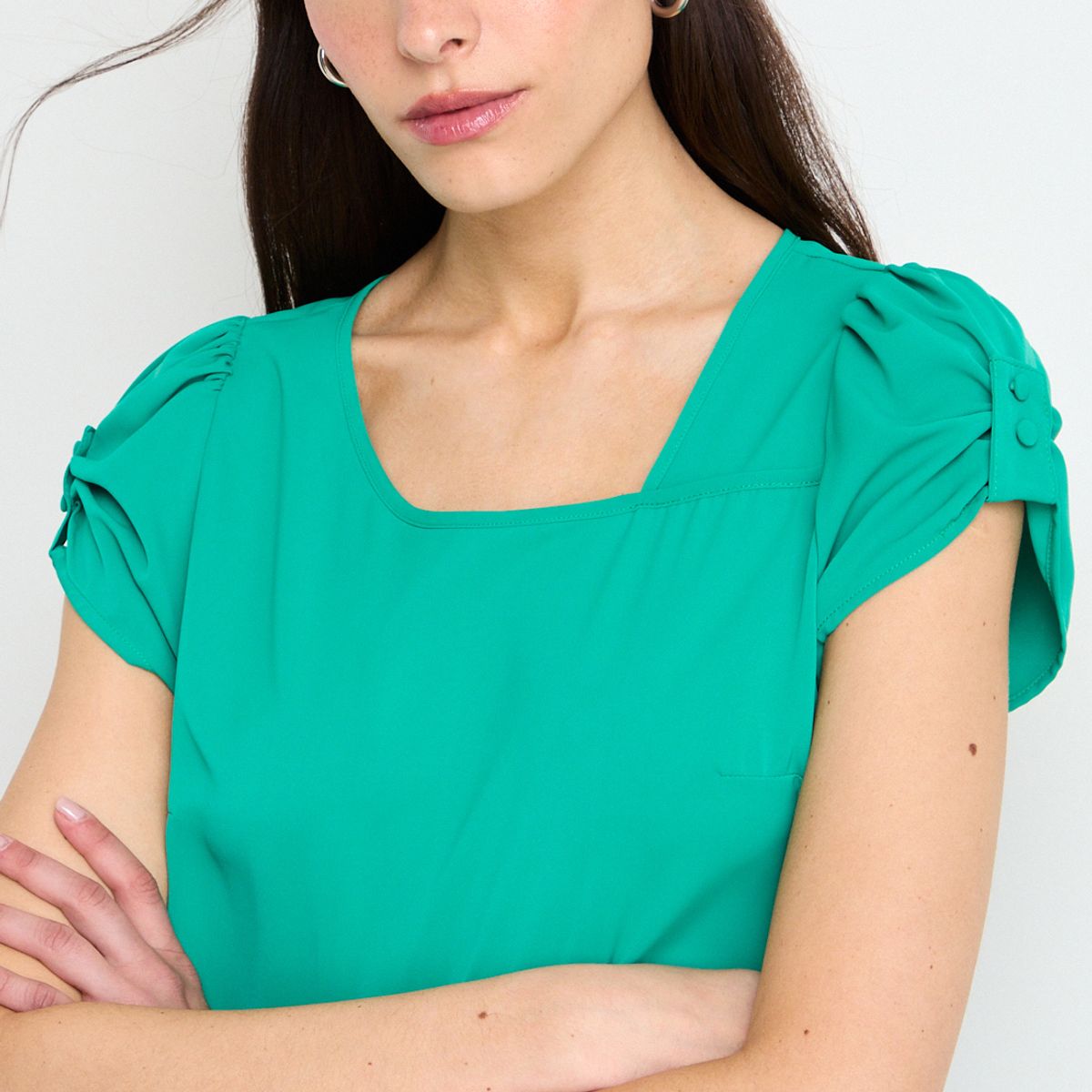 IO - Blusa Lisa Mujer Verde Oliva Io