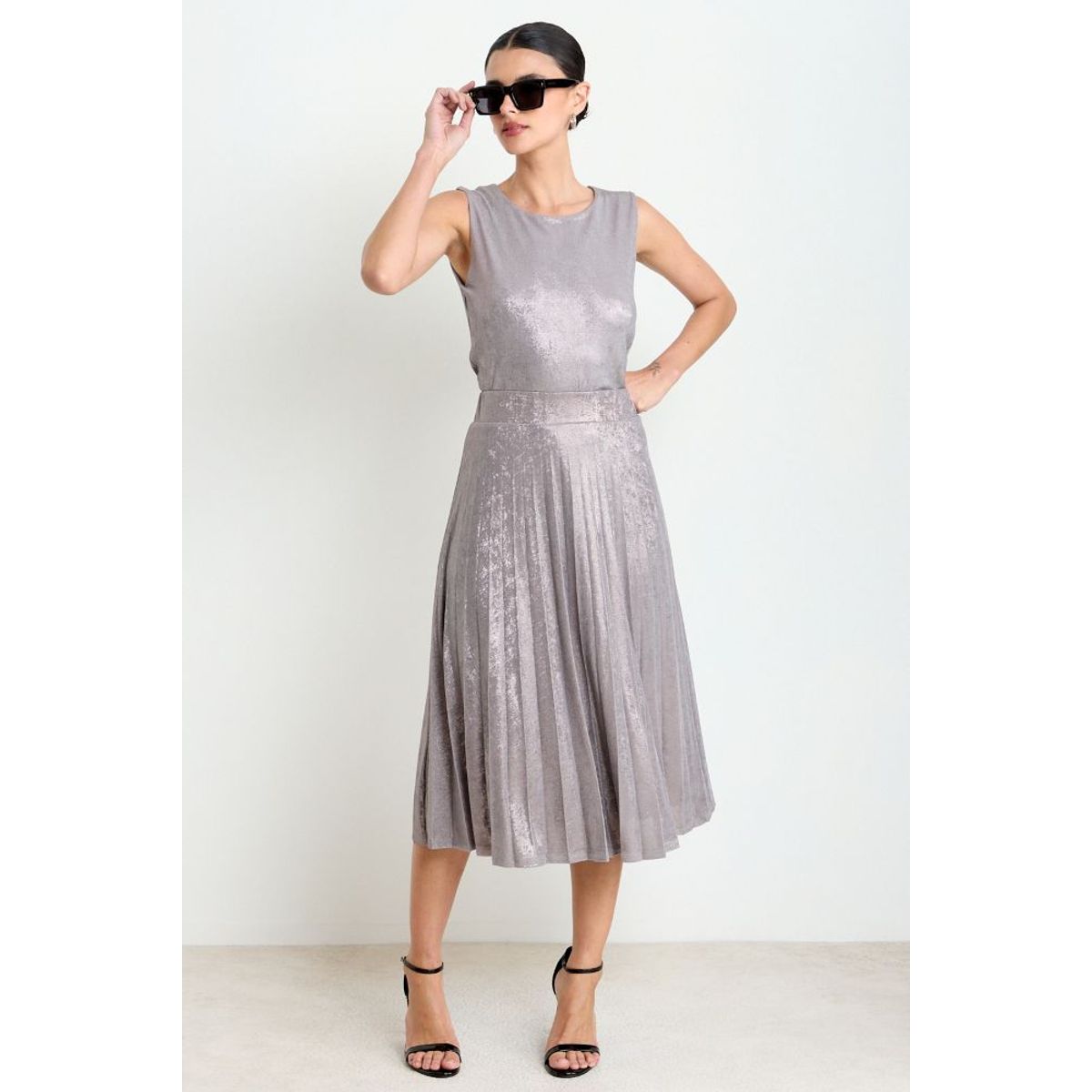 ASH - Falda Plisada Mujer Gris Ash