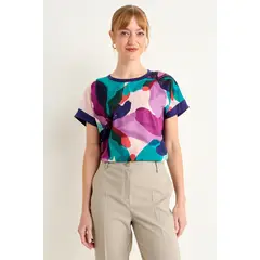 MA GRIFFE - Polera Estampada Mujer Azul Magriffe