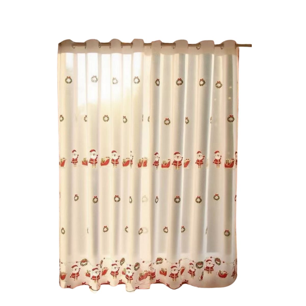 GENERICO - Visillos Cortinas diseño bordados Navideños 2 Paños 230x140cm
