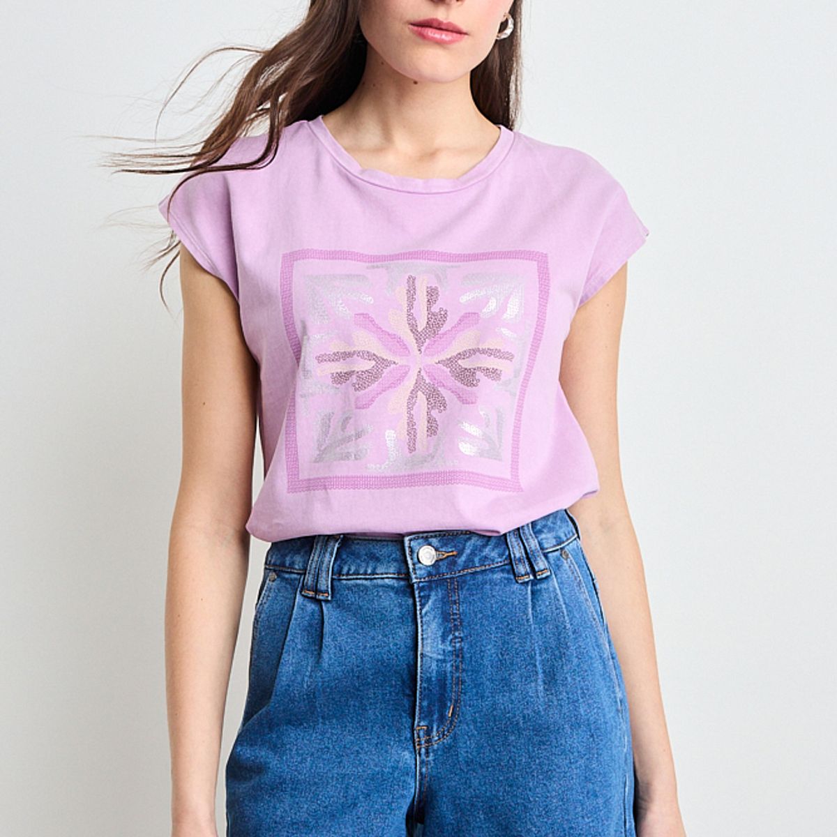 IO - Polera Estampada Mujer Rosa Io