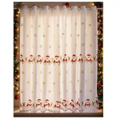 GENERICO - Visillos Cortinas diseño bordados Navideños 2 Paños 230x140cm