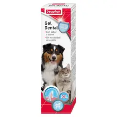 DRAG PHARMA - Gel Dental Beaphar Sabor Carne Limpieza y Protección Sin Cepillado para Perros y Gatos